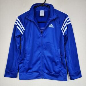 Adidas Youth Medium Cobalt Blue White Striped Jacket